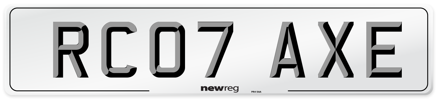 RC07 AXE Number Plate from New Reg